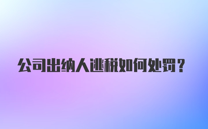 公司出纳人逃税如何处罚？