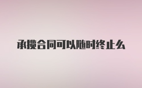 承揽合同可以随时终止么