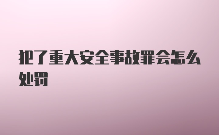 犯了重大安全事故罪会怎么处罚