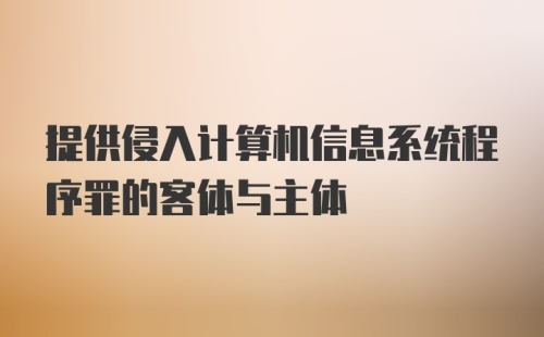 提供侵入计算机信息系统程序罪的客体与主体