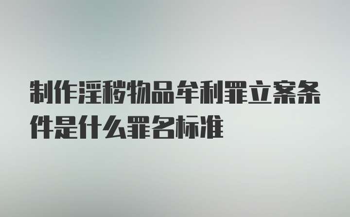 制作淫秽物品牟利罪立案条件是什么罪名标准