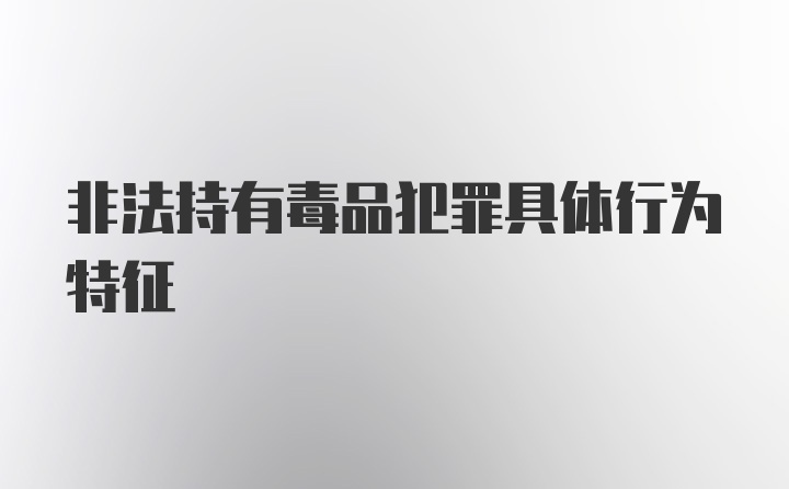 非法持有毒品犯罪具体行为特征