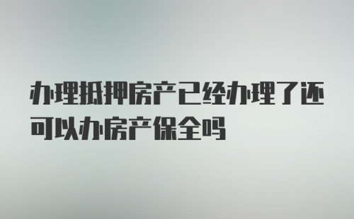 办理抵押房产已经办理了还可以办房产保全吗