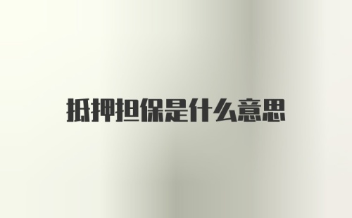 抵押担保是什么意思