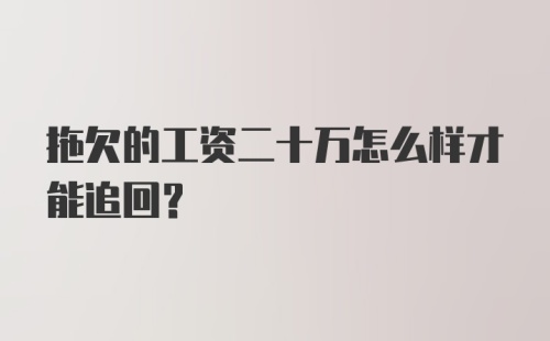 拖欠的工资二十万怎么样才能追回？