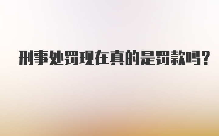 刑事处罚现在真的是罚款吗？