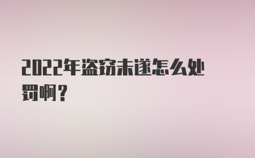 2022年盗窃未遂怎么处罚啊？