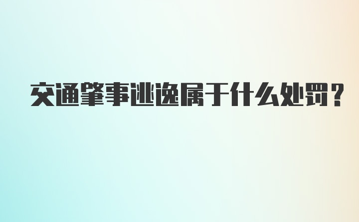 交通肇事逃逸属于什么处罚?