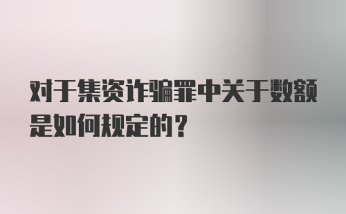 对于集资诈骗罪中关于数额是如何规定的？