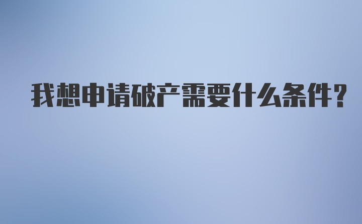 我想申请破产需要什么条件？