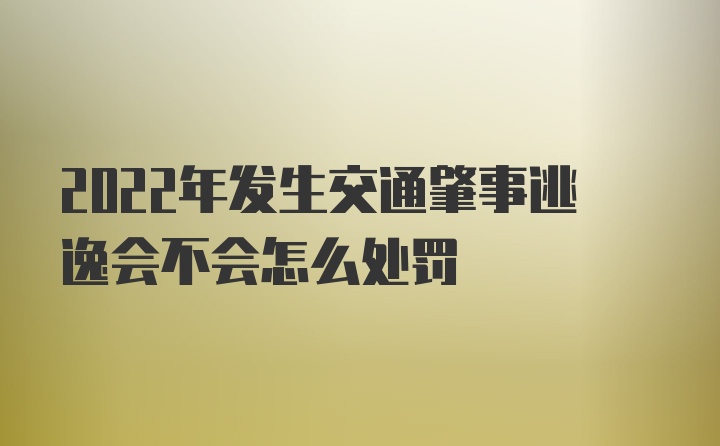 2022年发生交通肇事逃逸会不会怎么处罚