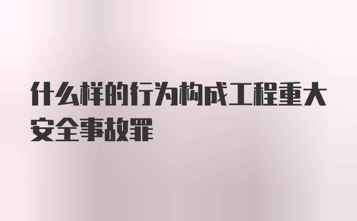 什么样的行为构成工程重大安全事故罪