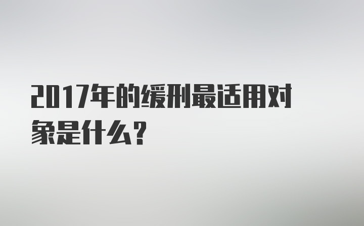 2017年的缓刑最适用对象是什么？