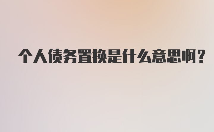 个人债务置换是什么意思啊？