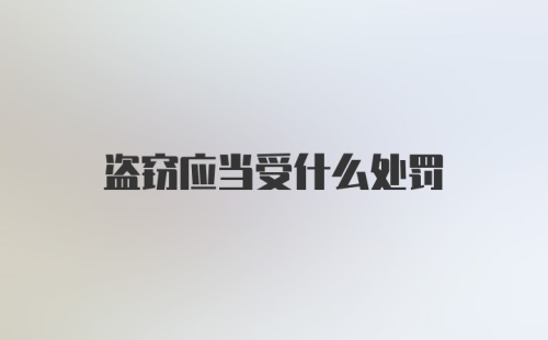 盗窃应当受什么处罚