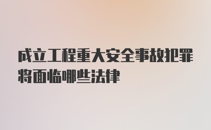 成立工程重大安全事故犯罪将面临哪些法律