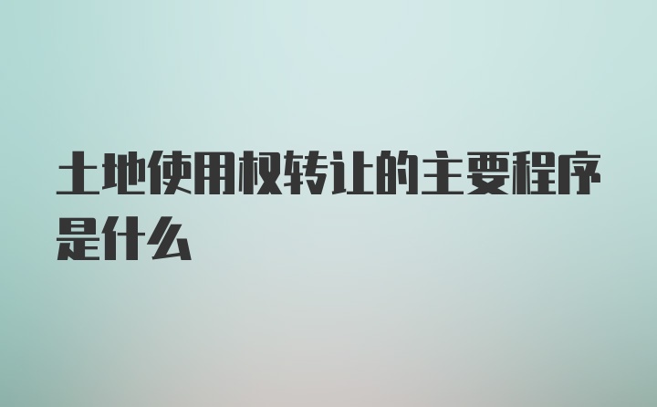 土地使用权转让的主要程序是什么