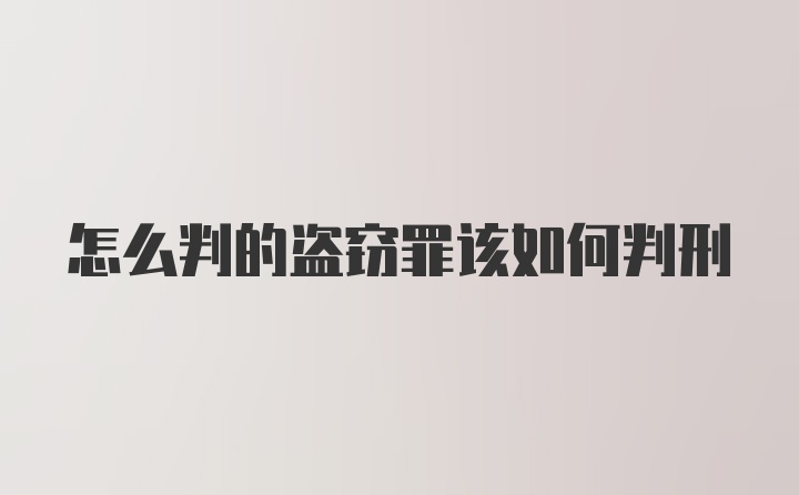 怎么判的盗窃罪该如何判刑