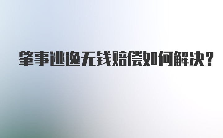 肇事逃逸无钱赔偿如何解决？