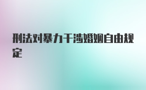 刑法对暴力干涉婚姻自由规定