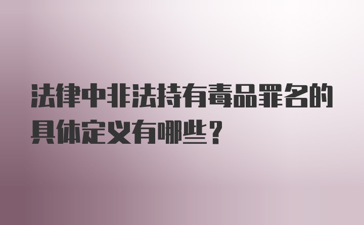 法律中非法持有毒品罪名的具体定义有哪些？