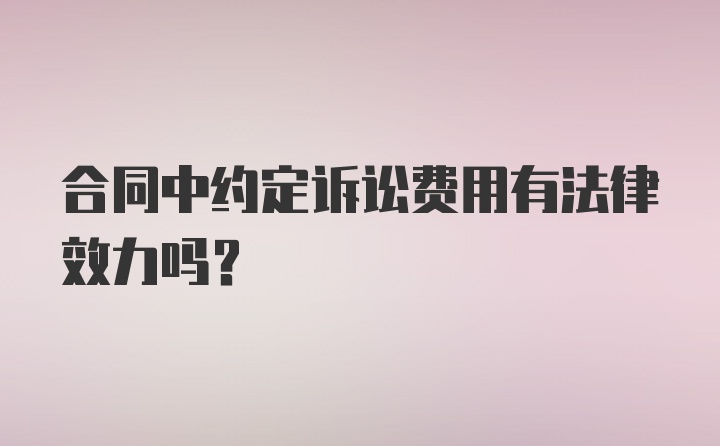 合同中约定诉讼费用有法律效力吗？