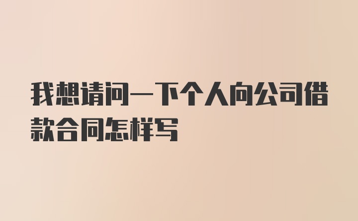 我想请问一下个人向公司借款合同怎样写