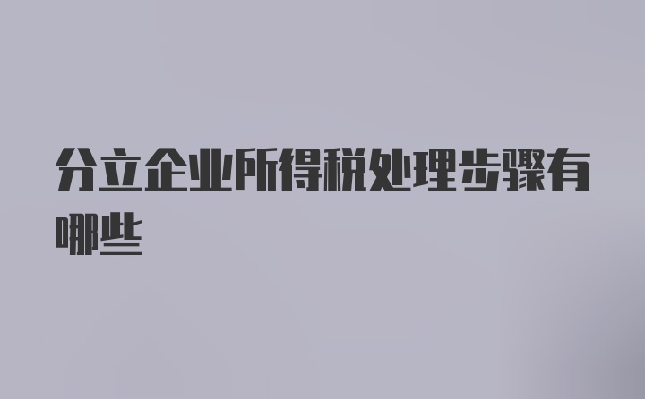 分立企业所得税处理步骤有哪些