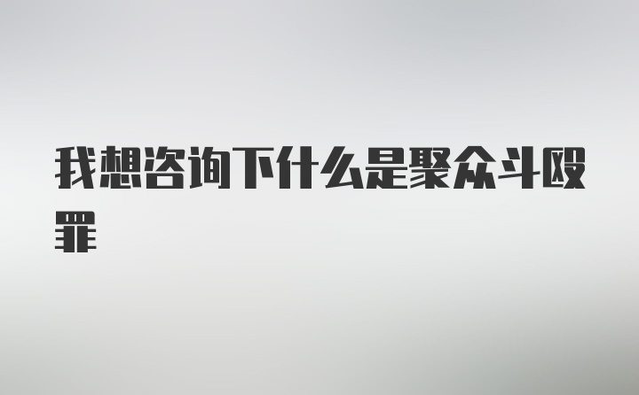 我想咨询下什么是聚众斗殴罪