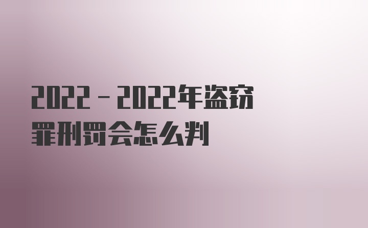 2022-2022年盗窃罪刑罚会怎么判