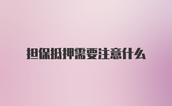 担保抵押需要注意什么