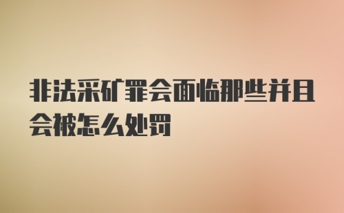 非法采矿罪会面临那些并且会被怎么处罚