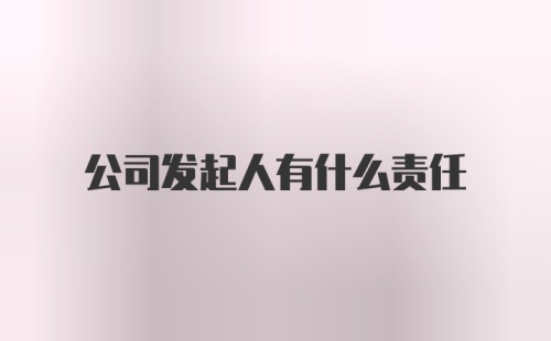 公司发起人有什么责任