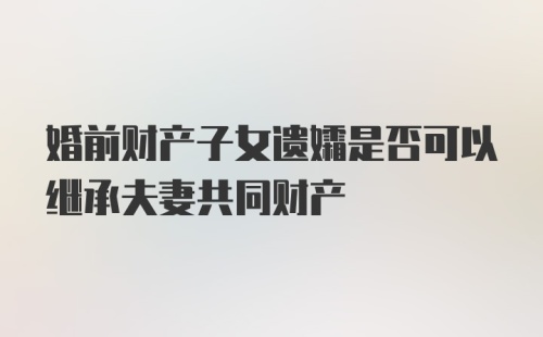 婚前财产子女遗孀是否可以继承夫妻共同财产