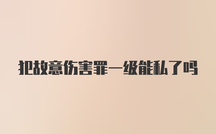 犯故意伤害罪一级能私了吗