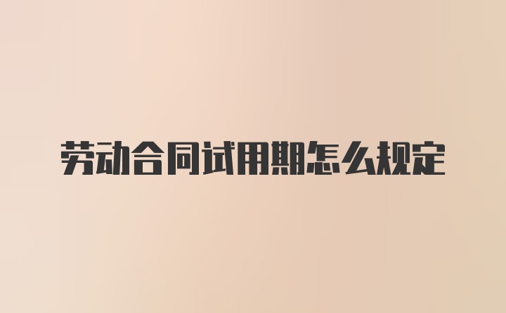 劳动合同试用期怎么规定