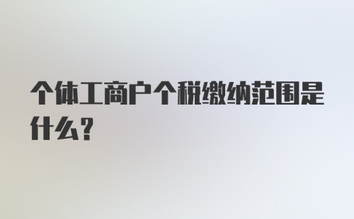 个体工商户个税缴纳范围是什么？