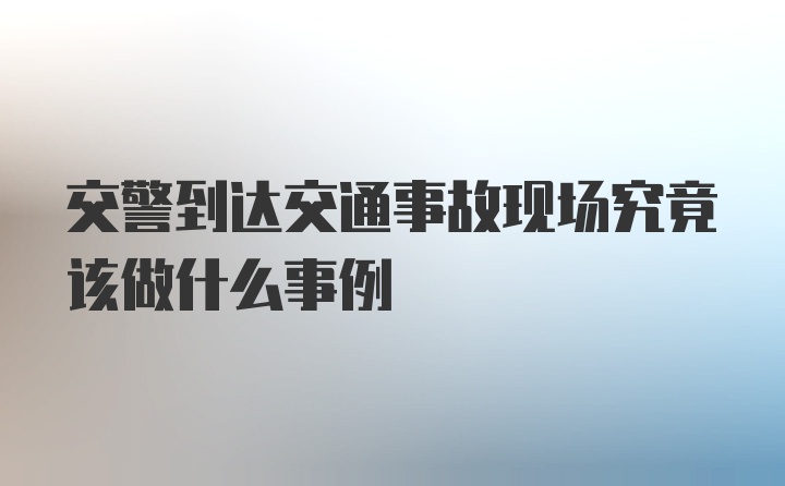 交警到达交通事故现场究竟该做什么事例