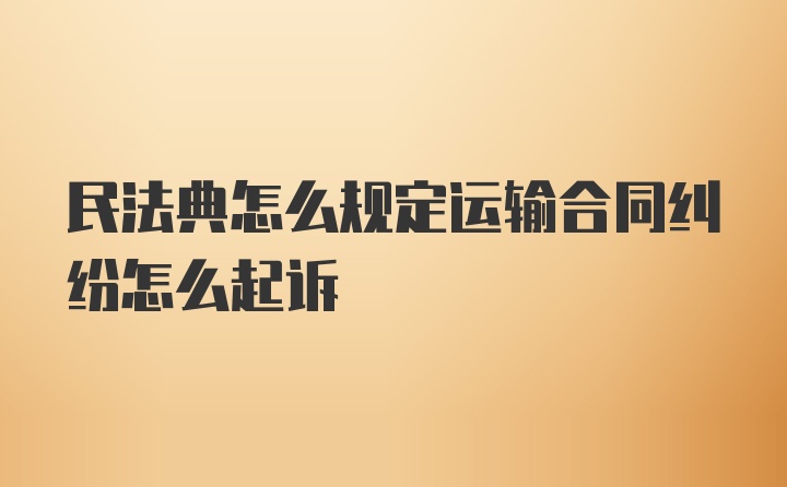 民法典怎么规定运输合同纠纷怎么起诉