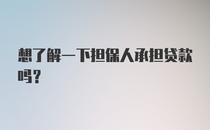 想了解一下担保人承担贷款吗？