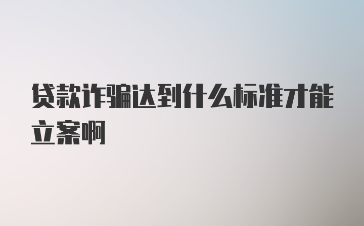 贷款诈骗达到什么标准才能立案啊