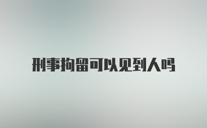 刑事拘留可以见到人吗