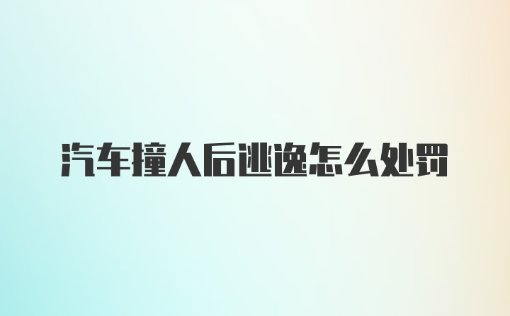 汽车撞人后逃逸怎么处罚