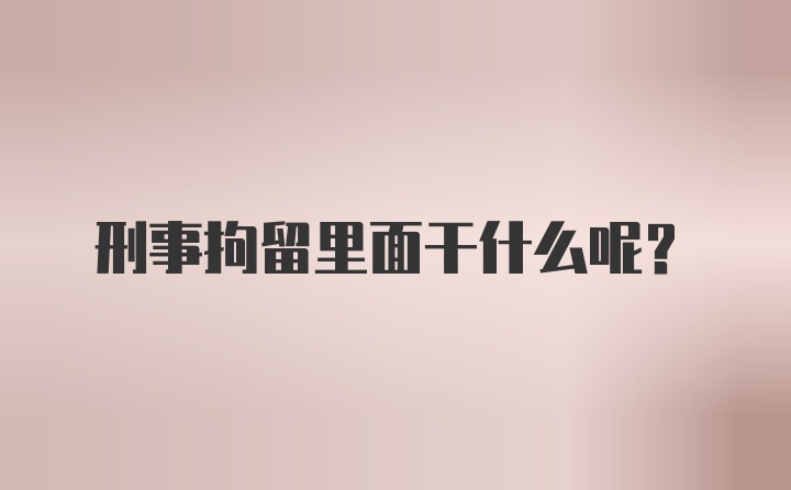 刑事拘留里面干什么呢？