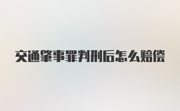 交通肇事罪判刑后怎么赔偿