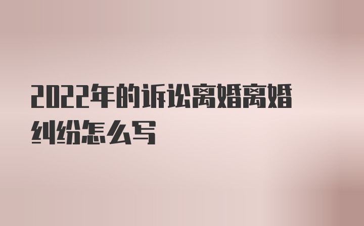 2022年的诉讼离婚离婚纠纷怎么写