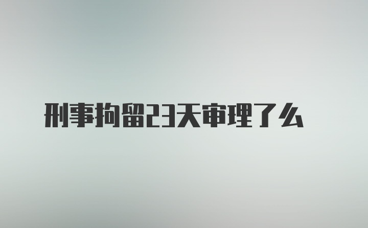 刑事拘留23天审理了么