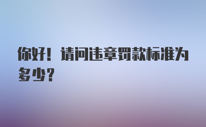 你好！请问违章罚款标准为多少？