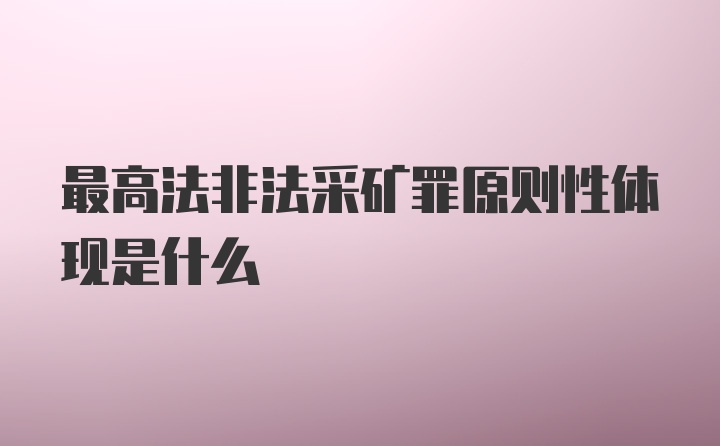 最高法非法采矿罪原则性体现是什么