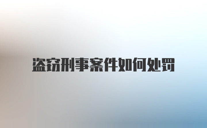 盗窃刑事案件如何处罚